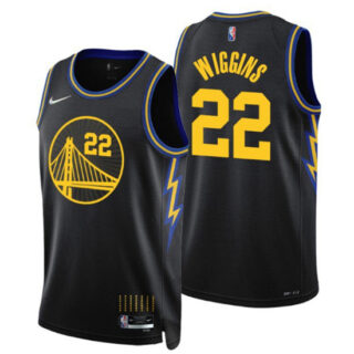 Men's Golden State Warriors #22 Andrew Wiggins 2021 22 City Edition Black 75th Anniversary Stitched Basketball Jersey