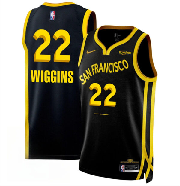 Men's Golden State Warriors #22 Andrew Wiggins Black 2023 24 City Edition Stitched Basketball Jersey