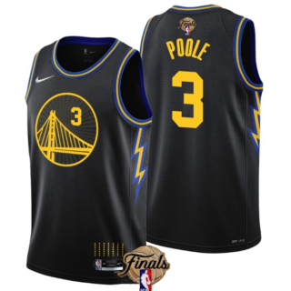 Men's Golden State Warriors #3 Jordan Poole 2022 Black NBA Finals Stitched Jersey