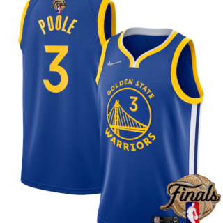 Men's Golden State Warriors #3 Jordan Poole 2022 Royal NBA Finals Stitched Jersey