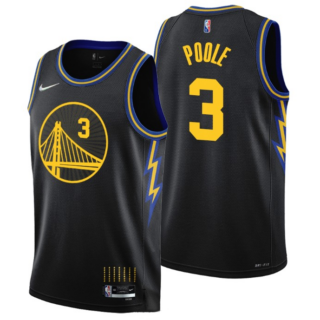 Men's Golden State Warriors #3 Jordan Poole Black Stitched Basketball Jersey
