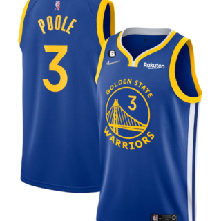 Men's Golden State Warriors #3 Jordan Poole Royal With No.6 Patch Stitched Jersey