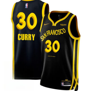 Men's Golden State Warriors #30 Stephen Curry Black 2023 24 City Edition Stitched Basketball Jersey