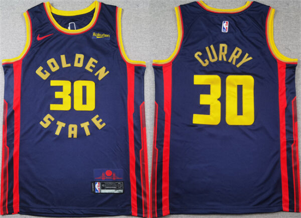 Men's Golden State Warriors #30 Stephen Curry Navy 2024 25 City Edition Stitched Basketball Jersey