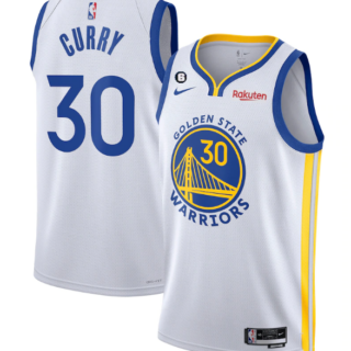 Men's Golden State Warriors #30 Stephen Curry White With No.6 Patch Stitched Jersey
