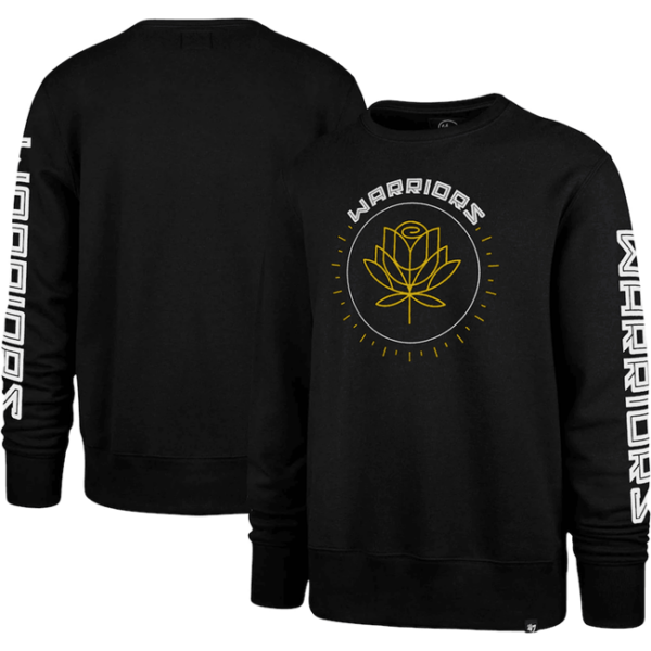 Men's Golden State Warriors '47 Black 2022 23 City Edition Two-Peat Headline Pullover Sweatshirt