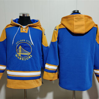 Men's Golden State Warriors Blank Blue Yellow Lace-Up Pullover Hoodie