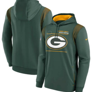 Men's Green Bay Packers 2021 Green Sideline Logo Performance Pullover Hoodie