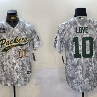 Men's Green Bay Packers #10 Jordan Love 2024 Arctic Camo Salute To Service Stitched Baseball Jerseys