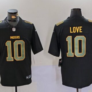 Men's Green Bay Packers #10 Jordan Love Black Fashion Vapor Limited Stitched Football Jersey