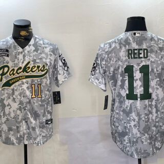 Men's Green Bay Packers #11 Jayden Reed 2024 Arctic Camo Salute To Service Stitched Baseball Jerseys