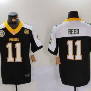 Men's Green Bay Packers #11 Jayden Reed Black White 2024 F.U.S.E. Home Patch 13 Time World Champions Vapor Untouchable Limited Stitched Jerseys