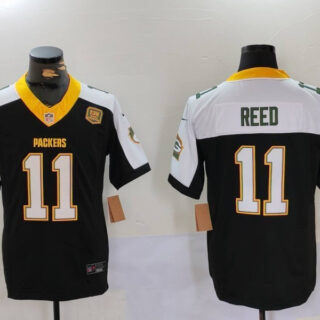 Men's Green Bay Packers #11 Jayden Reed BlackWhite 2024 F.U.S.E. Home Patch 13 Time World Champions Vapor Untouchable Limited Stitched Jerseys