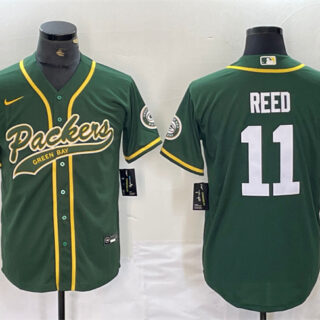 Men's Green Bay Packers #11 Jayden Reed Green Cool Base Stitched Baseball Jersey