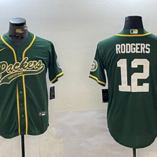 Men's Green Bay Packers #12 Aaron Rodgers Green Cool Base Stitched Baseball Jerseys