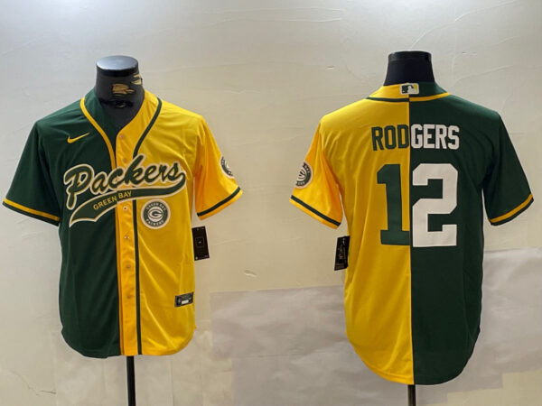 Men's Green Bay Packers #12 Aaron Rodgers Green Cool Base Stitched Baseball Jerseys