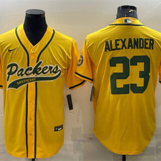 Men's Green Bay Packers #23 Jaire Alexander Gold With Patch Cool Base Stitched Baseball Jersey