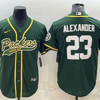 Men's Green Bay Packers #23 Jaire Alexander Green With Patch Cool Base Stitched Baseball Jersey