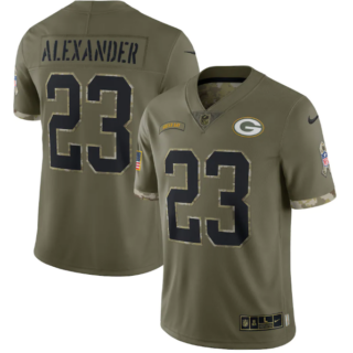 Men's Green Bay Packers #23 Jaire Alexander Olive 2022 Salute To Service Limited Stitched Jersey