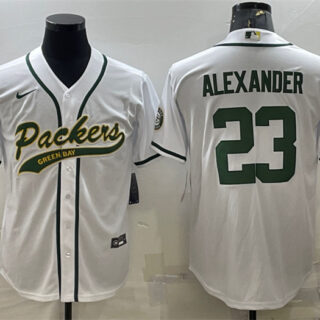 Men's Green Bay Packers #23 Jaire Alexander White With Patch Cool Base Stitched Baseball Jersey