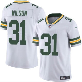 Men's Green Bay Packers #31 Emanuel Wilson White Vapor Limited Stitched Football Jersey