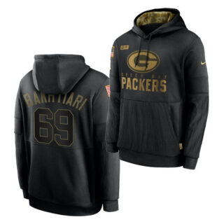 Men's Green Bay Packers #69 David Bakhtiari 2020 Salute To Service Black Sideline Performance Pullover Hoodie