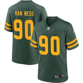 Men's Green Bay Packers #90 Lukas Van Ness Green Stitched Game Jersey 1