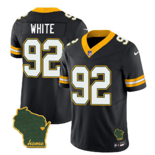 Men's Green Bay Packers #92 Reggie White Black 2023 F.U.S.E. Home Patch Vapor Untouchable Limited Stitched Jersey