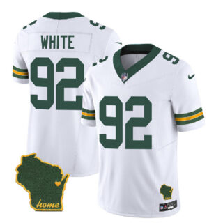 Men's Green Bay Packers #92 Reggie White White 2023 F.U.S.E. Home Patch Vapor Untouchable Limited Stitched Jersey