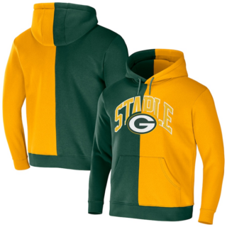 Men's Green Bay Packers Green Gold Split Logo Pullover Hoodie