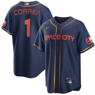 Men's Houston Astros #1 Carlos Correa 2022 Navy City Connect Cool Base Stitched Jersey