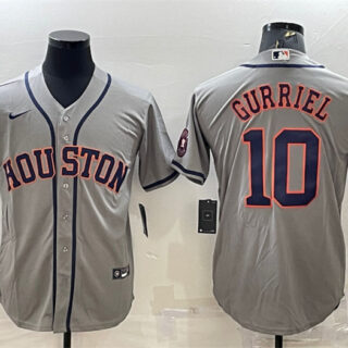 Men's Houston Astros #10 Yuli Gurriel Gray With Patch Cool Base Stitched Jersey