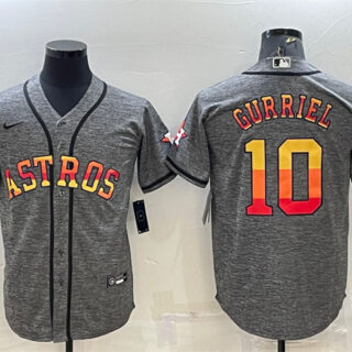 Men's Houston Astros #10 Yuli Gurriel Grey Cool Base Stitched Baseball Jersey