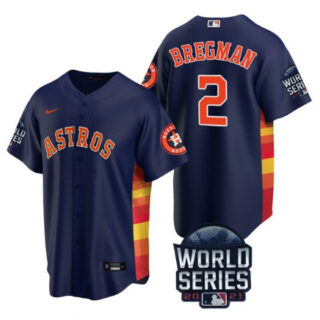 Men's Houston Astros #2 Alex Bregman 2021 Navy World Series Cool Base Stitched Baseball Jersey