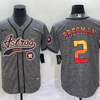 Men's Houston Astros #2 Alex Bregman Gray With Patch Cool Base Stitched Baseball Jersey