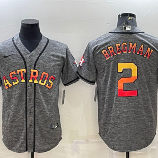 Men's Houston Astros #2 Alex Bregman Grey Cool Base Stitched Baseball Jersey