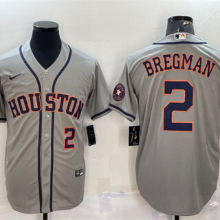 Men's Houston Astros #2 Alex Bregman White With Patch Cool Base Stitched Jerseys