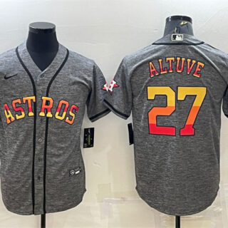 Men's Houston Astros #27 Jose Altuve Grey Cool Base Stitched Baseball Jersey