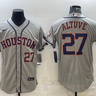 Men's Houston Astros #27 Jose Altuve Grey Flex Base Stitched Baseball Jersey