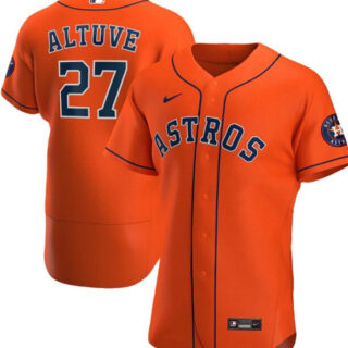 Men's Houston Astros #27 Jose Altuve Orange Flex Base Stitched Jersey