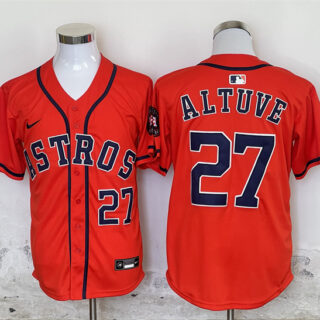 Men's Houston Astros #27 Jose Altuve Orange Limited Stitched Baseball Jersey