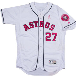 Men's Houston Astros #27 Jose Altuve White Pink Flex Base Stitched Baseball Jersey