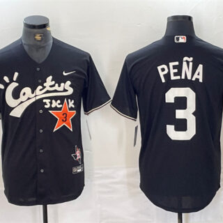 Men's Houston Astros #3 Jeremy Peña Black Cactus Jack Vapor Premier Limited Stitched Baseball Jersey