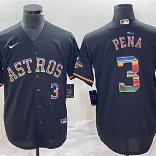 Men's Houston Astros #3 Jeremy Peña Black Mexico Cool Base Stitched Baseball Jersey