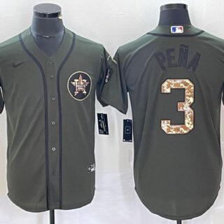 Men's Houston Astros #3 Jeremy Pena Green Salute To Service Stitched MLB Cool Base Nike Jersey