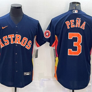 Men's Houston Astros #3 Jeremy Pena Navy With Patch Cool Base Stitched Jersey