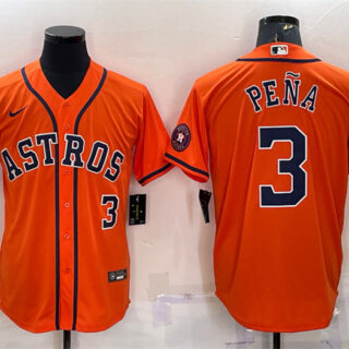 Men's Houston Astros #3 Jeremy Pena Orange With Patch Cool Base Stitched Jersey