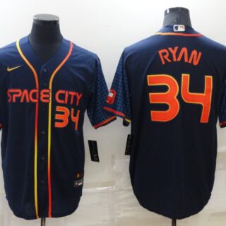Men's Houston Astros #34 Nolan Ryan 2022 Navy City Connect Cool Base Stitched Jersey