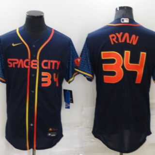 Men's Houston Astros #34 Nolan Ryan 2022 Navy City Connect Flex Base Stitched Baseball Jersey