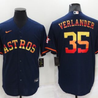 Men's Houston Astros #35 Justin Verlander 2022 Navy Cool Base Stitched Jersey